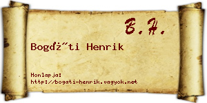 Bogáti Henrik névjegykártya
